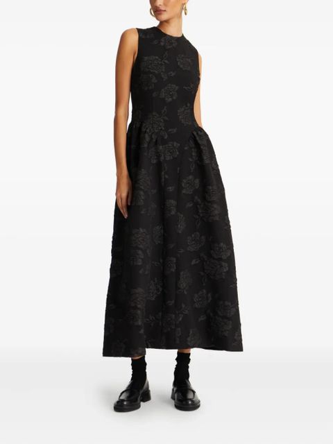 ROTATE BIRGER CHRISTENSEN floral-jacquard midi dress - Black