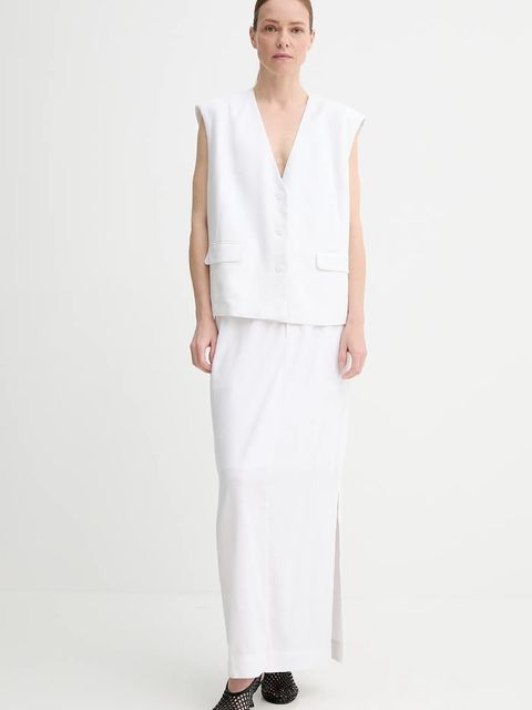 Gestuz spódnica z domieszką lnu kolor biały maxi prosta 10910283 - zdjęcie produktu nr 2