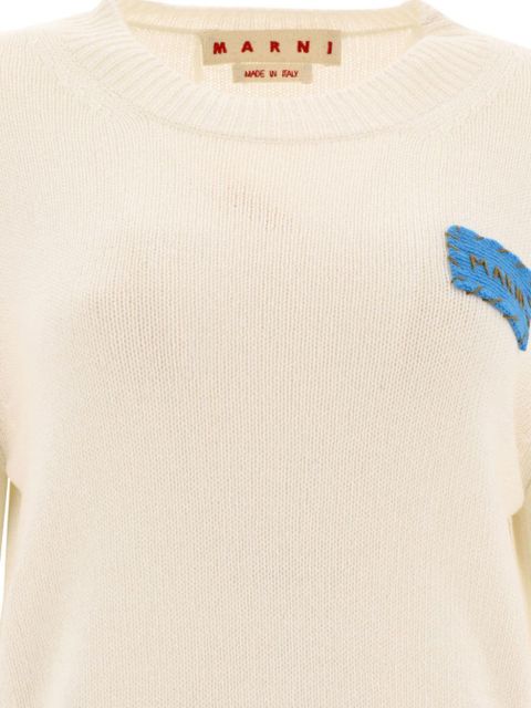 Marni logo-appliqué cashmere jumper - Neutrals