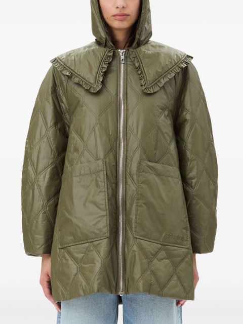 GANNI quilted zipped puffer jacket - Green