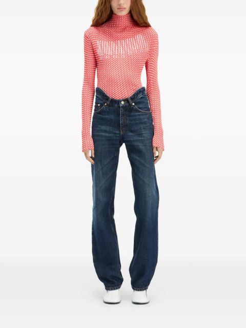 Jean Paul Gaultier gingham-pattern asymmetric-collar top - Red - zdjęcie produktu nr 2