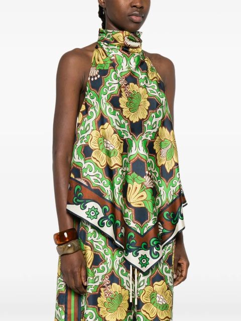 ALEMAIS Liana floral halterneck top - Green