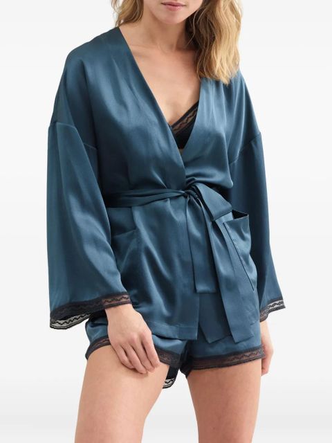 ERES Ondine lace-trimmed silk robe - Blue