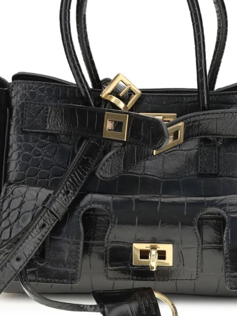 Balenciaga crocodile-effect top-handle shoulder bag - Black