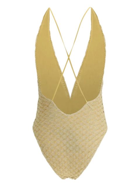 Missoni V-neck criss cross swimsuit - Neutrals