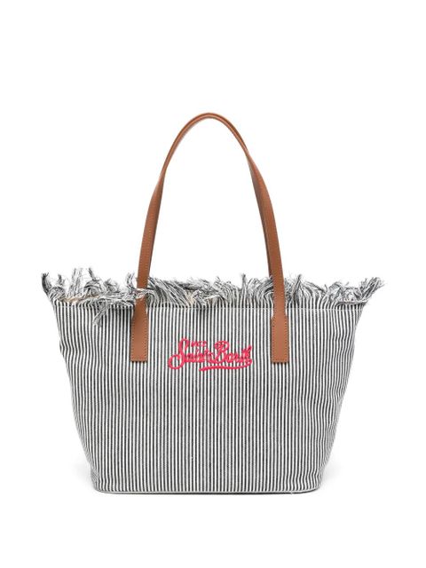 MC2 Saint Barth medium City fringed striped tote bag - White - zdjęcie produktu nr 1