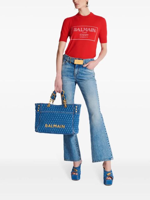 Balmain logo-intarsia T-shirt - Red