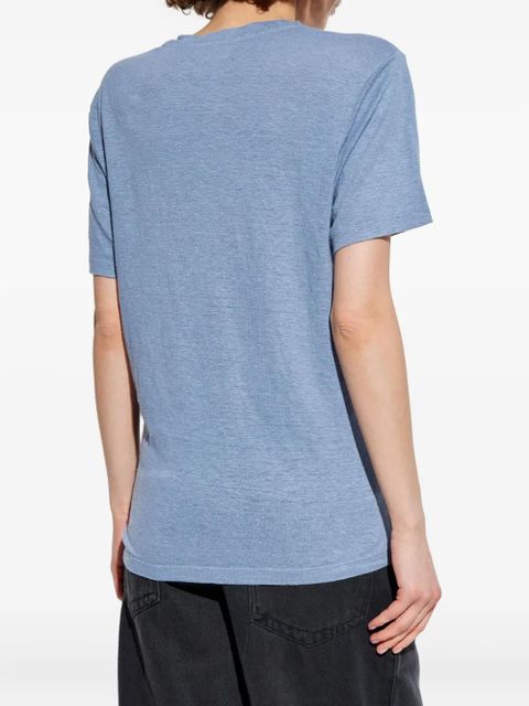 MARANT ÉTOILE metallic-logo linen t-shirt - Blue