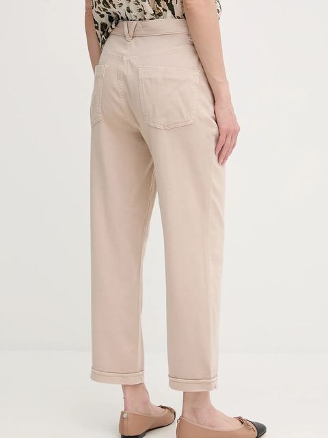 Marc Aurel spodnie damskie kolor beżowy proste high waist 1791-2309-93420