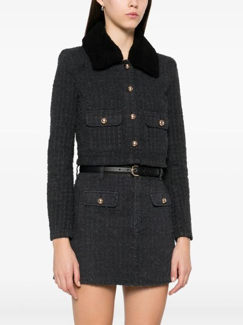 Self-Portrait textured denim jacket - Grey - zdjęcie produktu nr 2