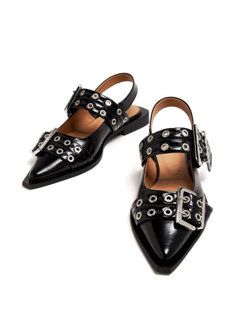 GANNI buckle ballet pumps - Black