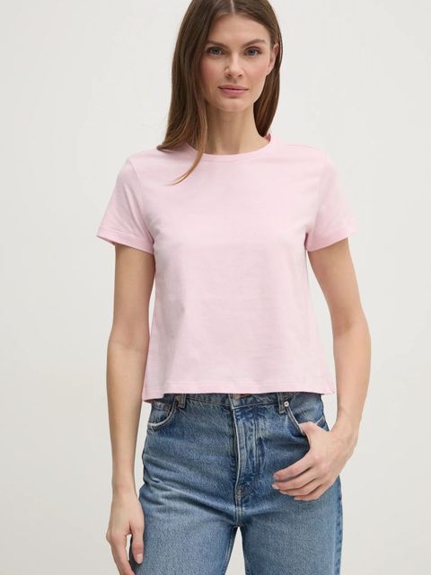 Sisley t-shirt bawełniany damski kolor różowy