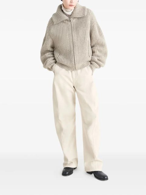 LEMAIRE ribbed high-neck zip cardigan - Neutrals - zdjęcie produktu nr 2