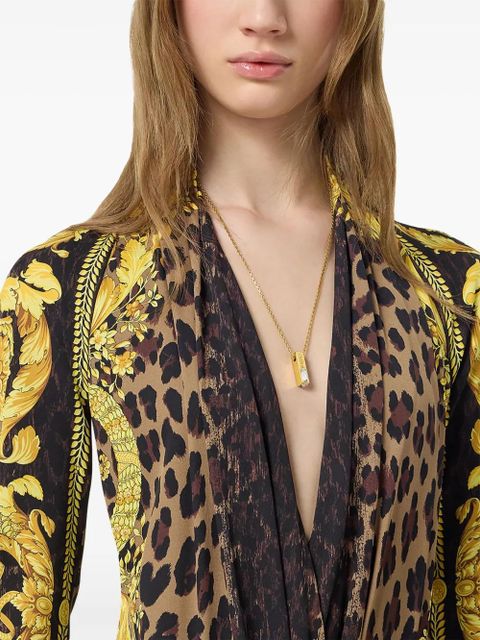Versace Wild Barocco silk draped bodysuit - Yellow