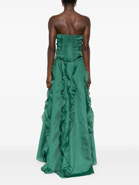 Aje ruffled strapless maxi dress - Green