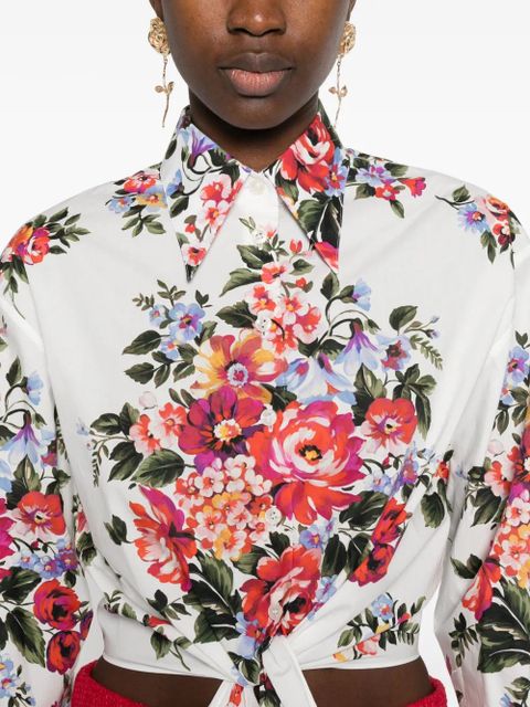 Dolce & Gabbana floral-print long-sleeve shirt - White