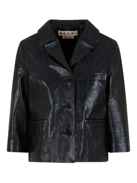 Marni cropped leather button-up jacket - Black - zdjęcie produktu nr 1