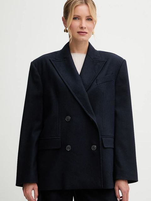 MAX&Co. marynarka z dodatkiem wełny kolor granatowy oversize melanżowa 2526086074200 - zdjęcie produktu nr 1