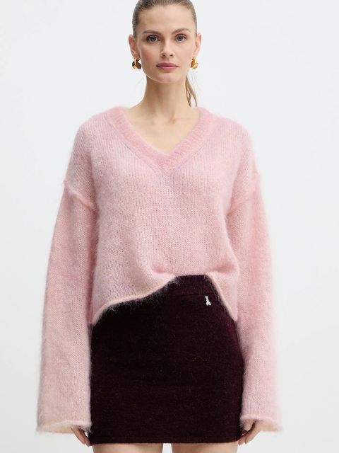 Patrizia Pepe spódnica z dodatkiem wełny kolor bordowy mini ołówkowa 2G1034 K293