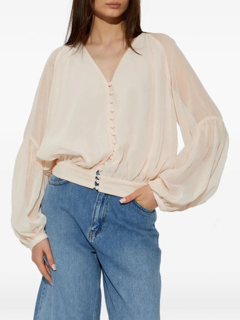 ROTATE BIRGER CHRISTENSEN button bishop sleeve blouse - Neutrals