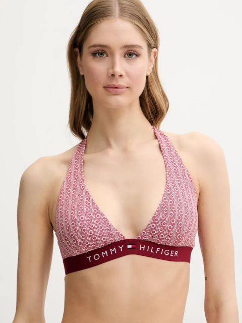 Tommy Hilfiger biustonosz kąpielowy kolor bordowy lekko usztywniona miseczka UW0UW05945
