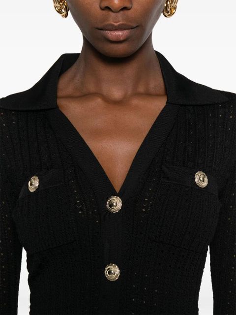 Self-Portrait V-neck knitted mini dress - Black