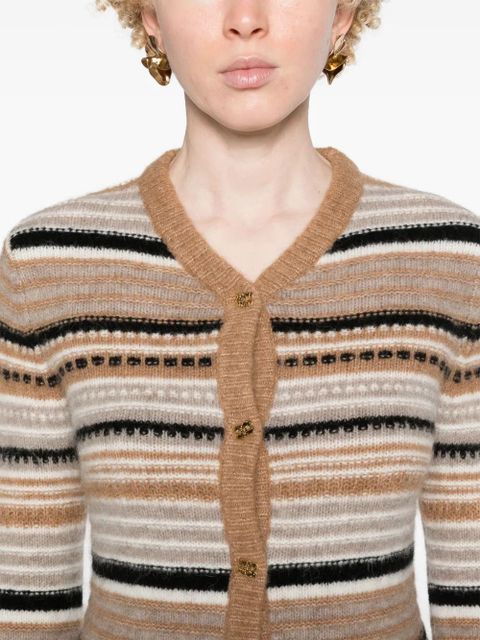 GANNI logo-buttons striped cardigan - Neutrals - zdjęcie produktu nr 2