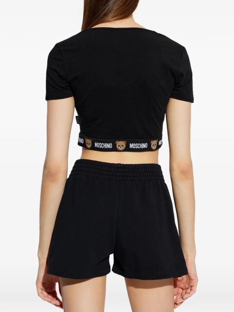 Moschino logo-print cropped T-shirt - Black