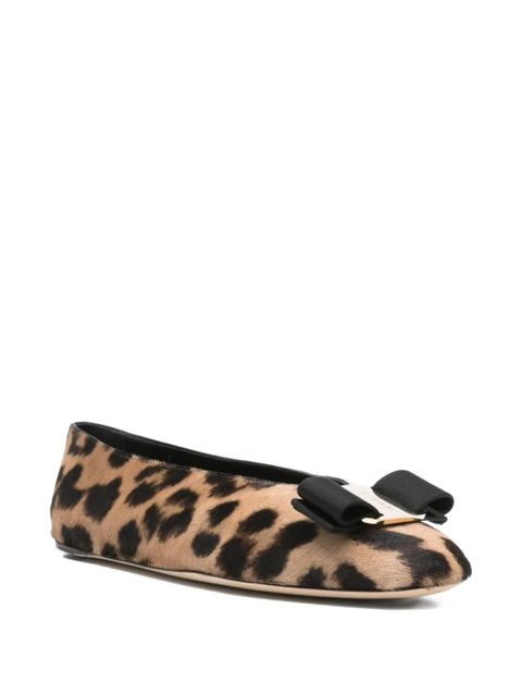 Ferragamo leopard-print bow ballet flats - Brown - zdjęcie produktu nr 2