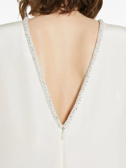 Max Mara embellished-neckline maxi bridal dress - White