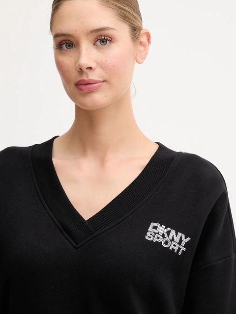 Dkny bluza bawełniana damska kolor czarny z aplikacją DP5T1279