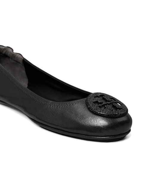 Tory Burch Minnie logo-plaque ballerina shoes - Black