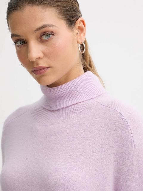 United Colors of Benetton sweter damski kolor fioletowy lekki z golfem 11CZD204F