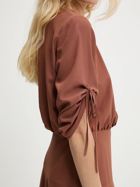 Answear.LAB sukienka kolor brązowy midi rozkloszowana - zdjęcie produktu nr 2