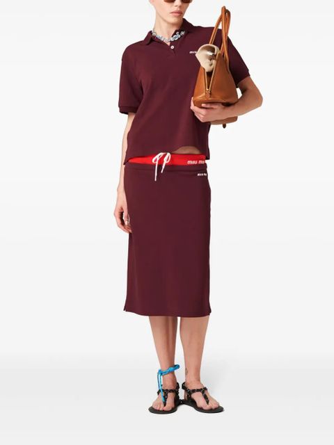 Miu Miu logo-embroidered cotton polo shirt - zdjęcie produktu nr 2