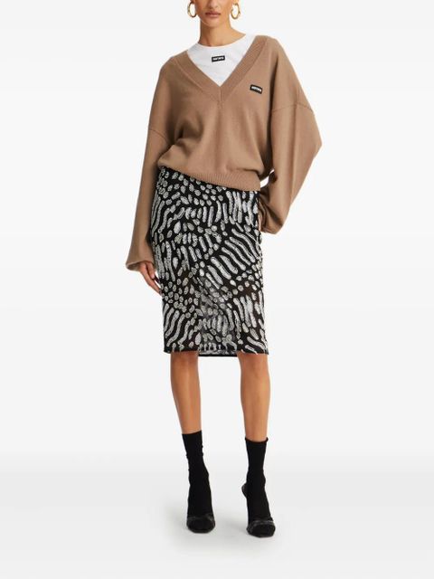 ROTATE BIRGER CHRISTENSEN v-neck long-sleeve sweater - Brown