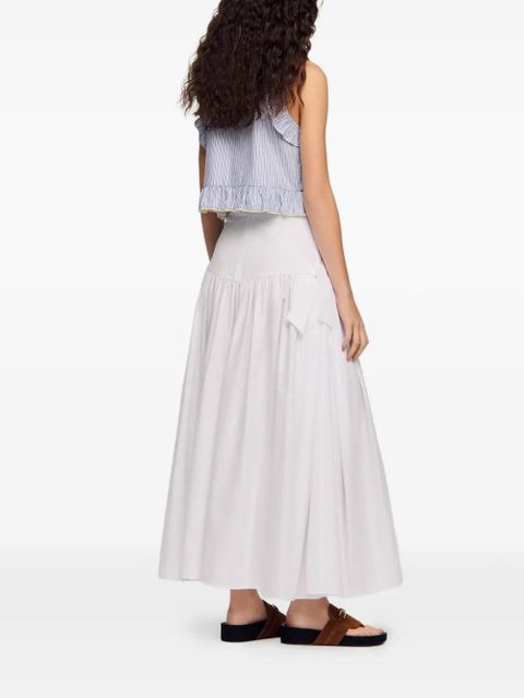 SANDRO tie-detail A-line maxi skirt - White