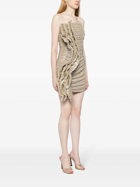 ROTATE BIRGER CHRISTENSEN ruched plissé minidress - Gold