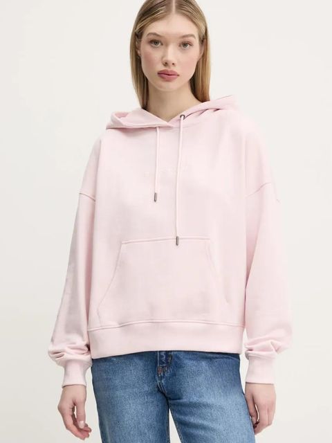 Guess Jeans bluza bawełniana damska kolor różowy z kapturem W5RQ27 K68I4 - zdjęcie produktu nr 1