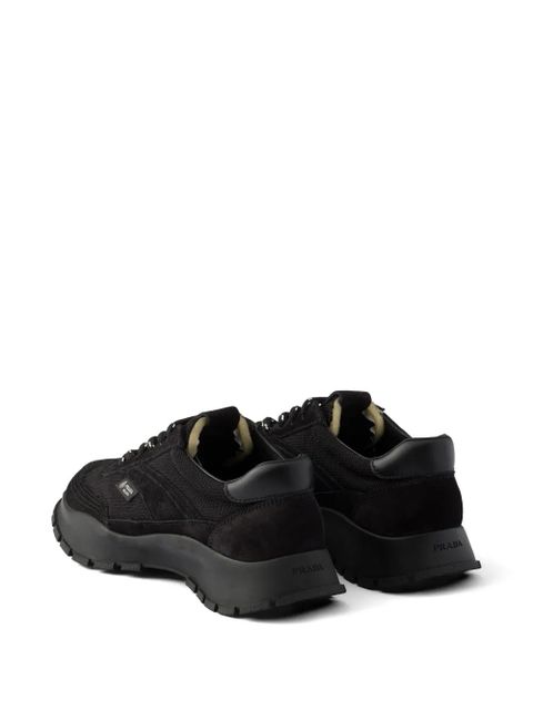 Prada mesh fabric and suede sneakers - Black