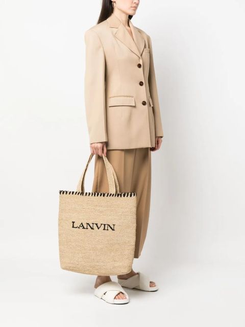 Lanvin logo-embroidered raffia tote bag - Neutrals - zdjęcie produktu nr 2