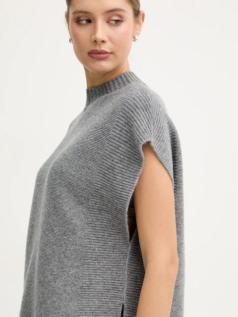 United Colors of Benetton kamizelka z dodatkiem wełny damski kolor szary z półgolfem 1244D10EF