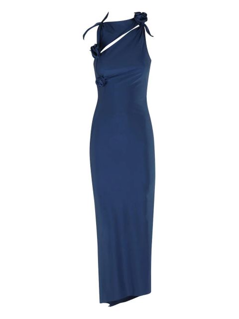 Coperni rose-embellished asymmetrical maxi dress - Blue - zdjęcie produktu nr 2