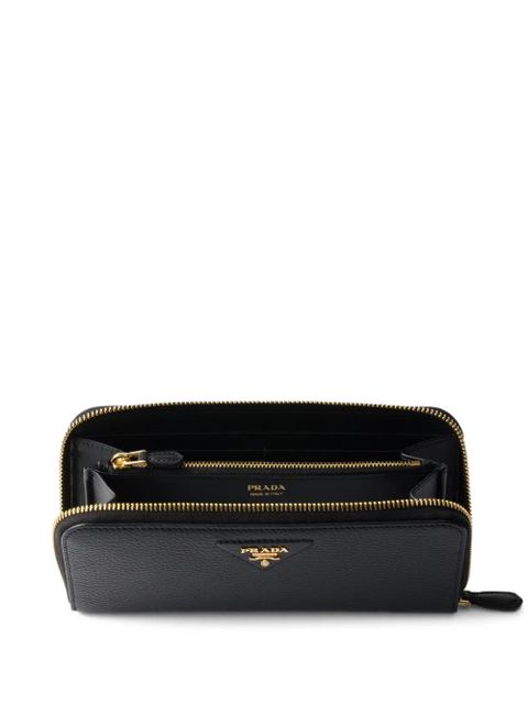 Prada large leather zip-around wallet - Black