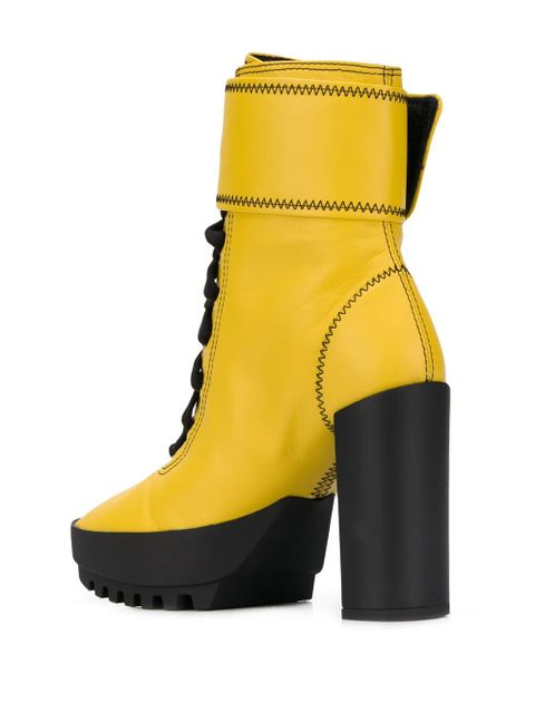 Off-White lace-up leather boots - Yellow