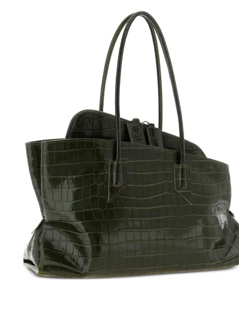 The Attico medium La Passeggiata crocodile-print shoulder bag - Green