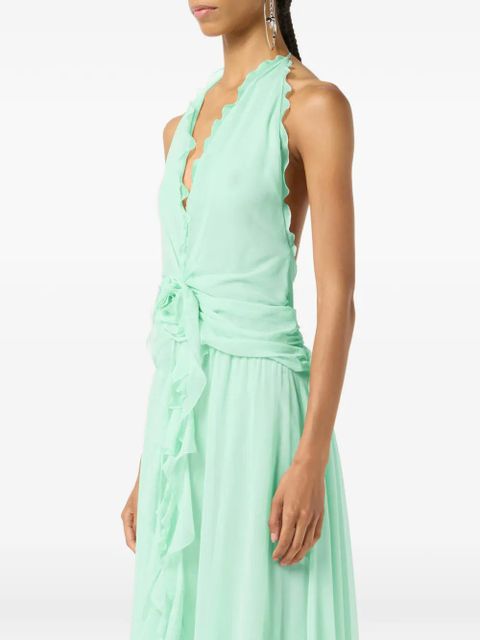 Blumarine ruffled georgette dress - Green