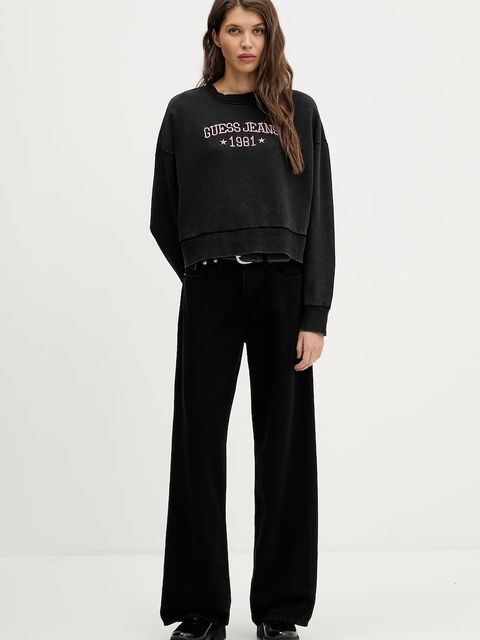Guess Jeans bluza bawełniana damska kolor czarny z aplikacją W6RQ04 KCPR1 - zdjęcie produktu nr 2