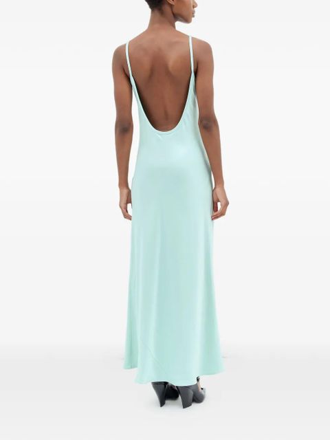 Miu Miu logo-motif maxi dress - Blue