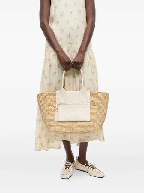 GANNI medium raffia tote bag - Neutrals
